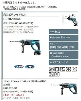 Amazon | マキタ(Makita) 20ミリ充電式ハンマドリル 18V6Ah